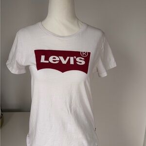 Levi's Women's Tee with Red Logo on White